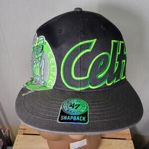 47 Brand Boston Celtics Black & Green Snap Back Hat - One Size NWT